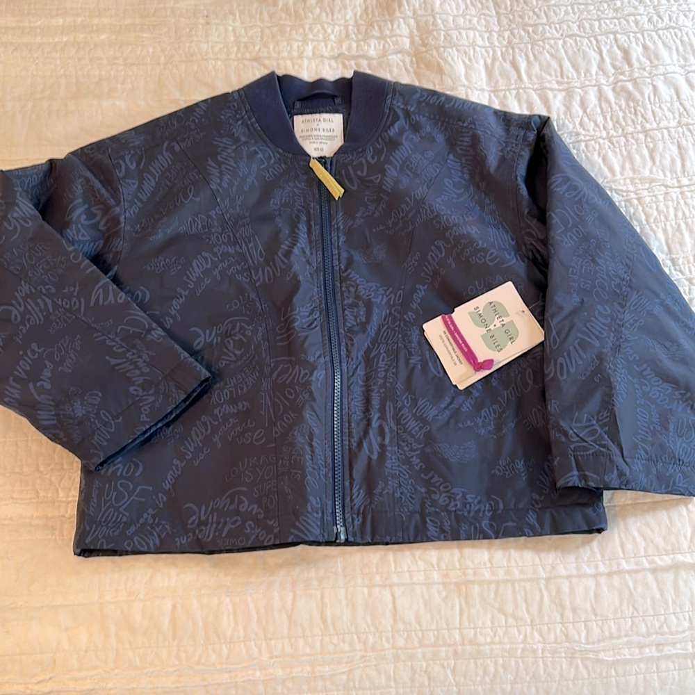 NWT. Girls Athleta jacket. Size 8-10. Blue.